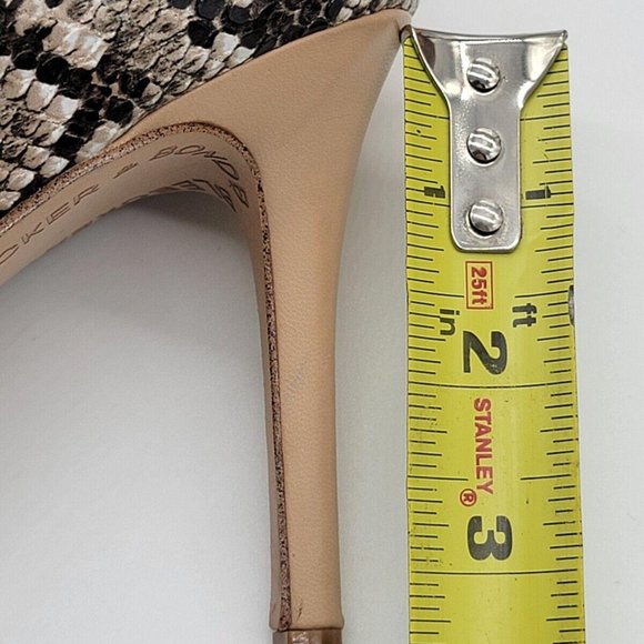 Bleecker & Bond Parker Tan Snakeskin Print Leather Pointy Toe Heeled Pumps 9M - Picture 8 of 9